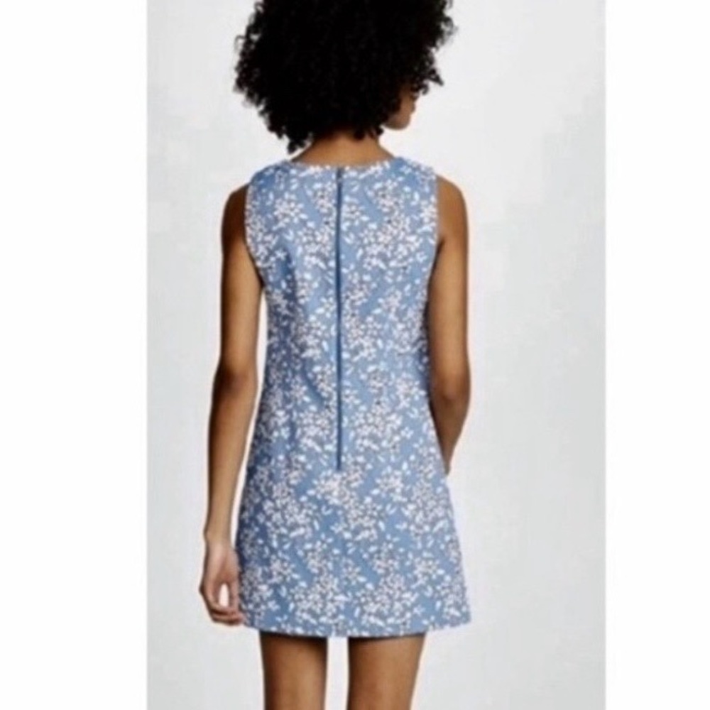 Alice + Olivia Clyde Cornflower Blue Floral Shift Mini Dress Size 4/ S - Picture 3 of 11